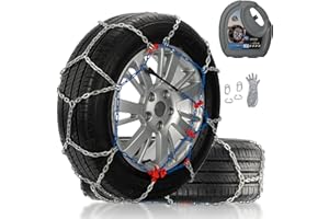 HILLCLYM Snow Chains for Car Tires, Tire Chains for Cars, Quick Fit & Easy Installation Snow Tire Chains, HP1553 Portable Reusable Emergency Tire Traction Chain, Set of 2