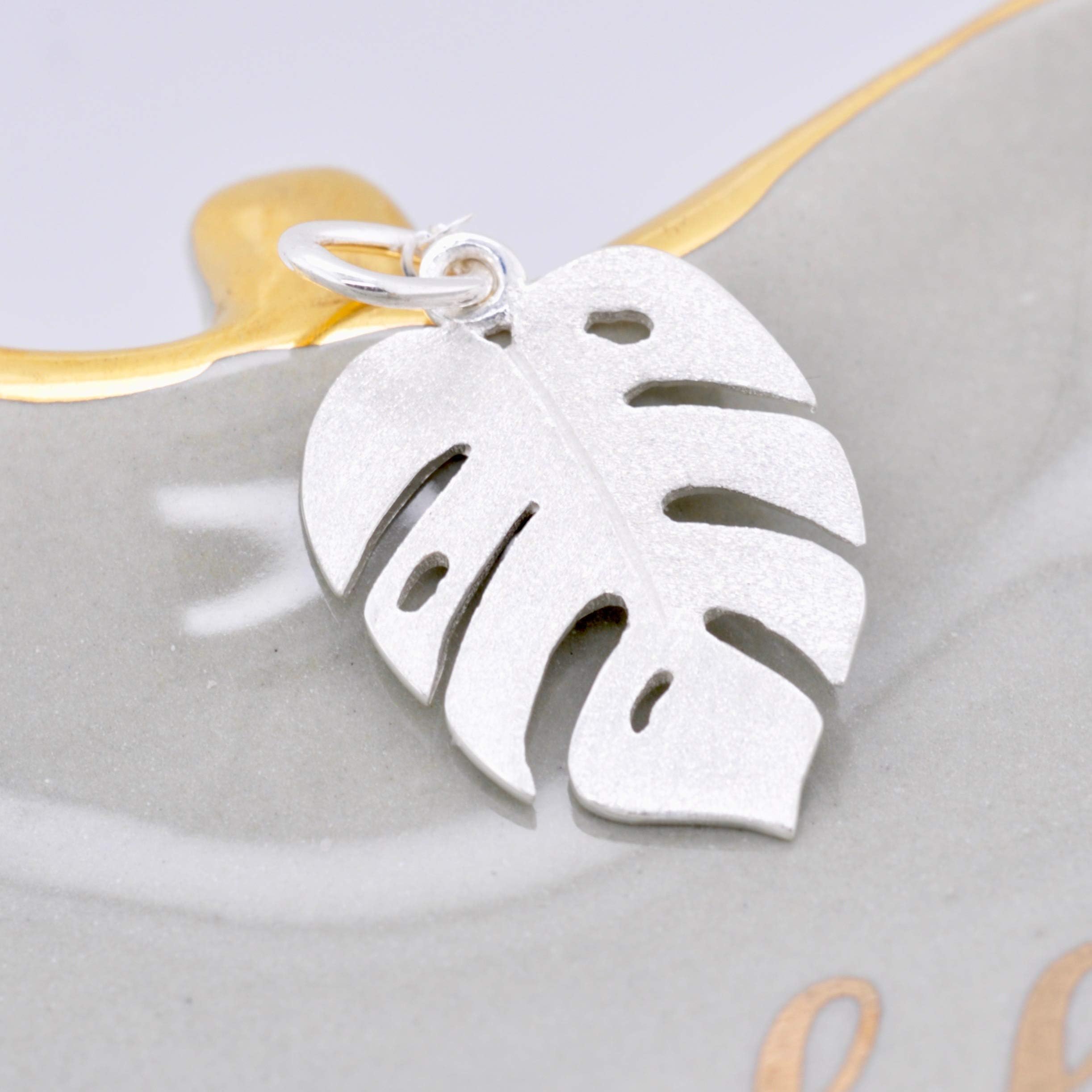 Monstera Leaf Necklace In Sterling Silver 18" Chain