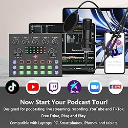 Podcast Equipment Bundle, Audio Mixer with Voice