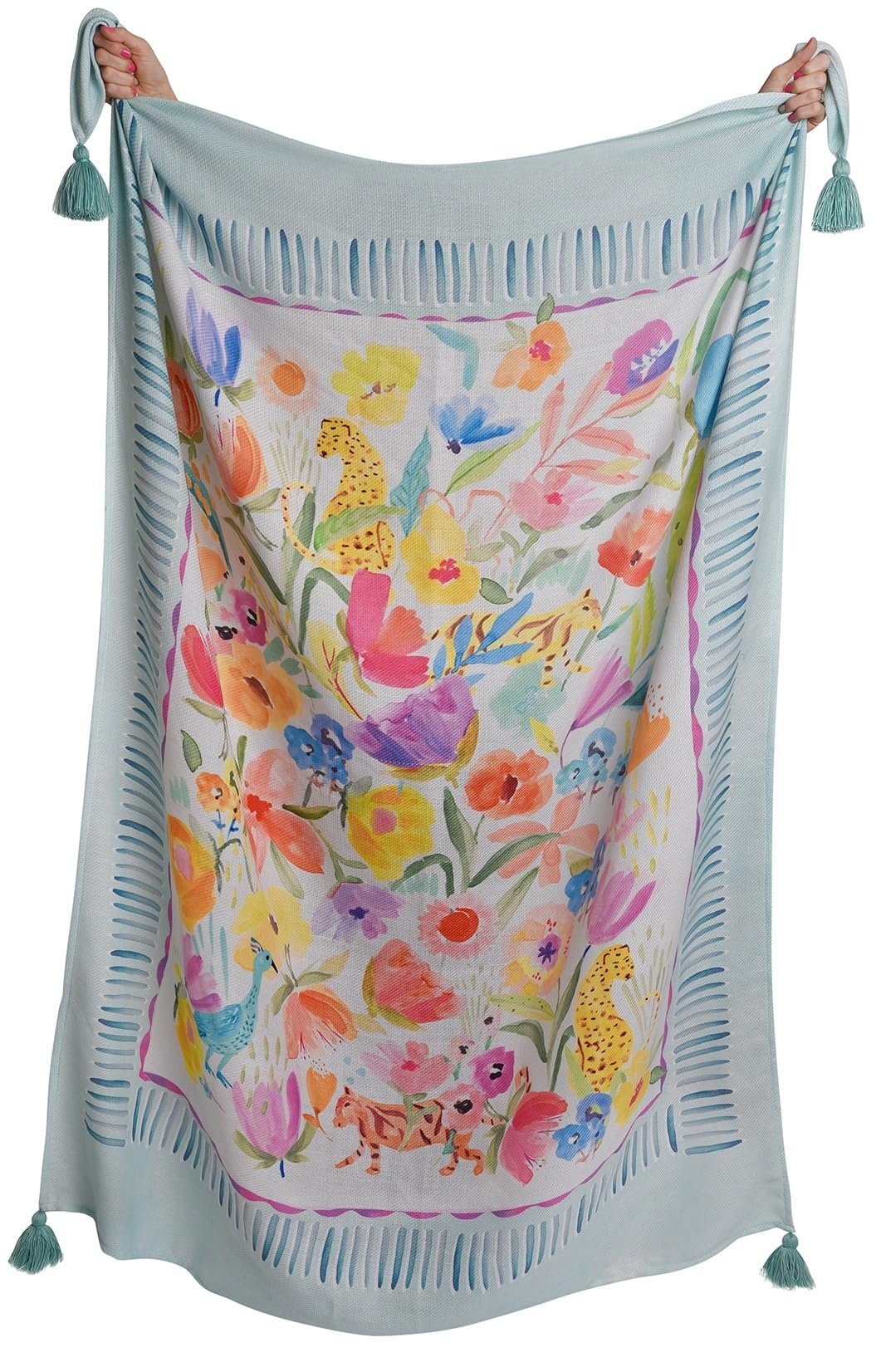 Appletree Style - Festival - Tasselled Throw - 130 x 180cm in Duck Egg