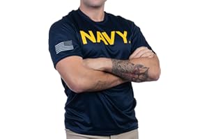 ANN ARBOR T-SHIRT CO. Navy Wicking PT Style Shirt | U.S. Military Naval Sailor Performance Training Infantry Workout T-Shirt