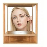 ChicReflect Non-Reversing Mirror with Wood Frame - Tabletop True Reflection Non-Inverted Mirror for Living Room, Bedroom, Home Decor