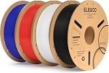 ELEGOO PLA+ Filament 4kg Bundle 1.75mm 4 Pack 1kg Spools Black White Blue Red