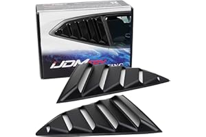 iJDMTOY Left/Right Black Finish Racing Style Rear Side Window Scoop Air Vent/Louver Shades Compatible with 2016-up Chevy Camaro
