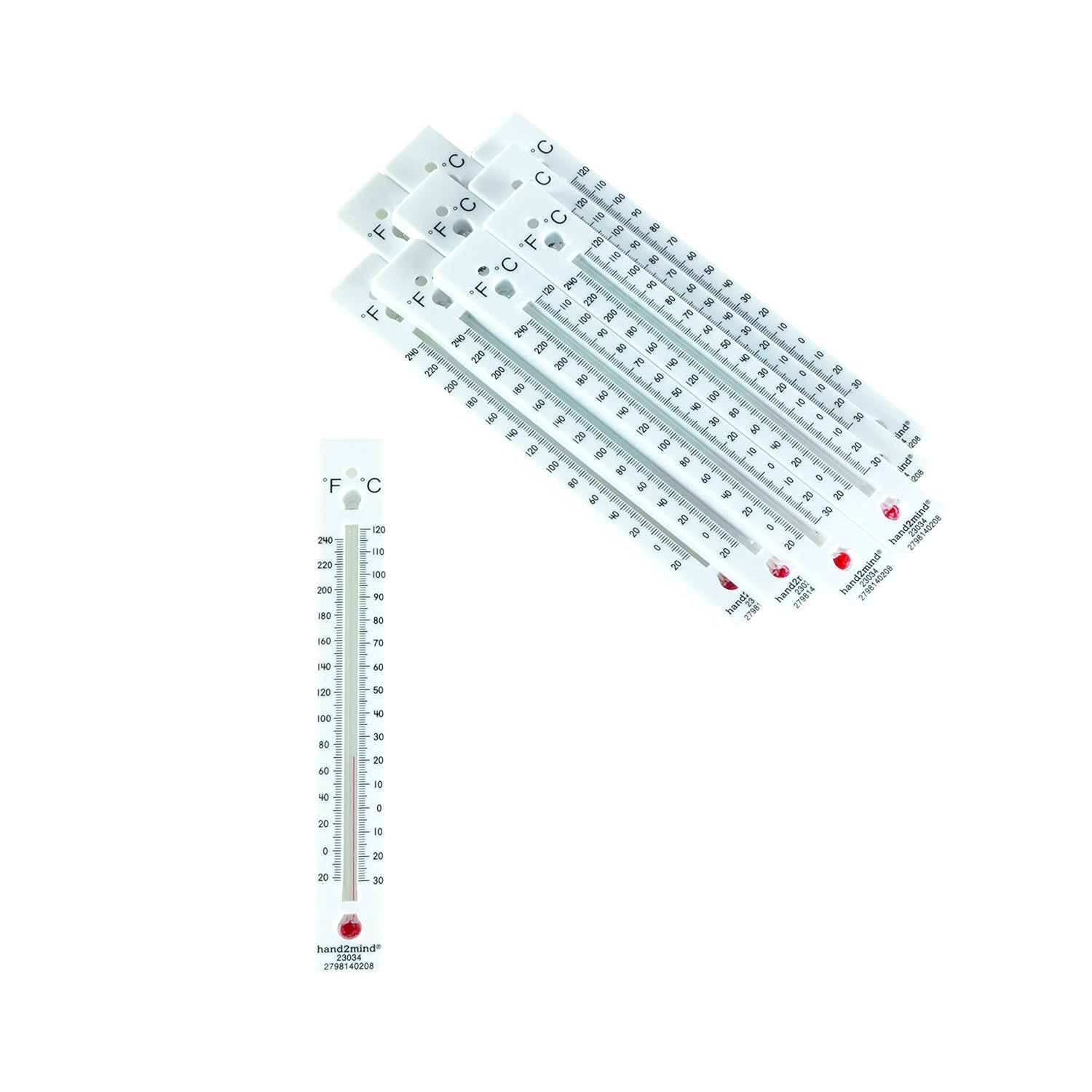 hand2mind High-Range, Dual-Scale, Mercury-Free, Safety Thermometers for Indoor Science Use (Pack of 10)