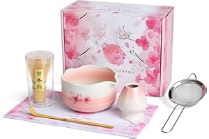 EVIE BAND 7PCS Matcha Whisk Set, Sakura Matcha Kit Gifts for Women Birthdays Mom Girls and Matcha Tea Lover, Cherry Blossom Gifts for Christmas Kids, Match Set with Bamboo Whisk