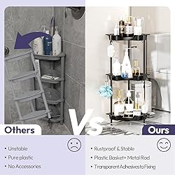 SWTYMIKI Corner Shower Caddy Standing - 3 Tier Rust