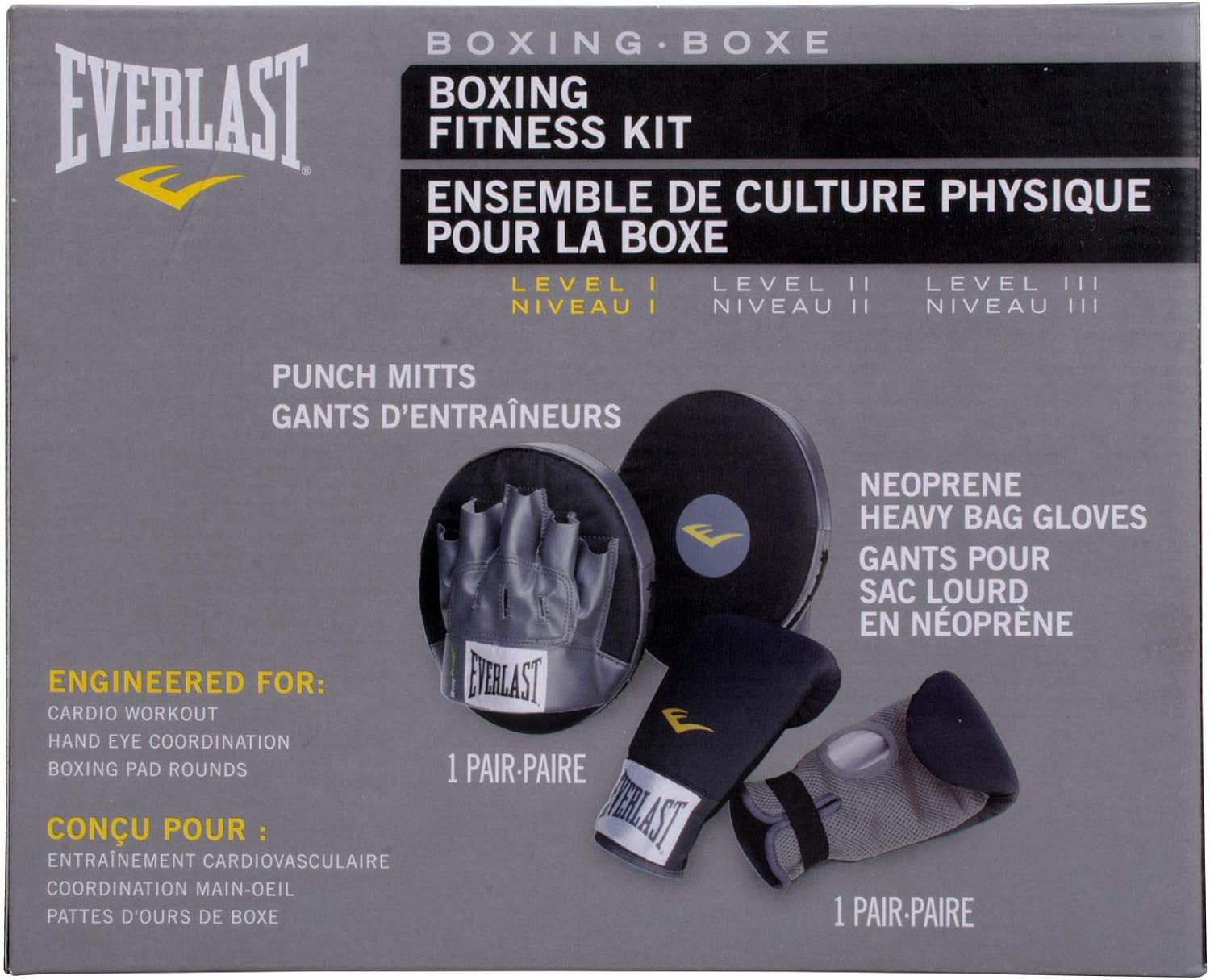Everlast Boxing Fitness Kit, Black/Grey : Boxing And Martial Arts Protective Gear : Clothing