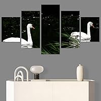 SIGNWIN 5 Panel Canvas Wall Art Swan Lake for Home Decorations Ready to Hang - 60