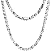 MUSECLOUD Gold Cuban Link Chain for Men Mens Stainless Steel Miami Curb Chains Necklace 5/8mm Thick Real Gold/Silver/Black Plated Diamond Cut Non-Tarnish Jewelry Trendy Christmas Gifts 18-26 Inch