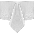 Elrene Home Fashions Caiden Elegance Damask Waterproof, Stain & Wrinkle Resistant Fabric Tablecloth, 60" x 102" Oblong/Rectangle, White