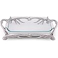 Arthur Court Metal Pyrex Glass Casserole Dish Holder Rustic Antler Pattern Sand Casted in Aluminum with Artisan Quality Hand Polished Design Tarnish-Free 21 inch Long 3 Quart Removable Dish Included