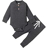Ledy Champswiin Winter Newborn Baby Boy Girl Clothes Set Ribbed Outfits Unisex Infant Solid Long Sleeve Tops Pants 2PCS