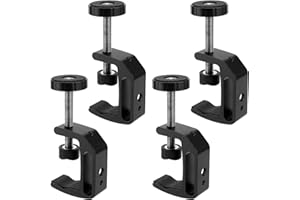 FUNSUEI 4 Pack Universal C Clamp, Desk C-Clamp with 1/4 and 3/8 Thread Hole, Heavy Duty Aluminum Alloy C Clamp Desktop Mount 