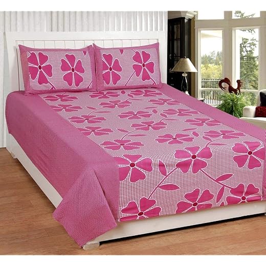 Choice homes Cotton King Size Double Bedsheet with 2 Pillow Cover