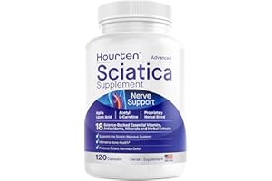 Hourten Sciatica Nerve Relief Support: Alpha Lipoic Acid - Vitamin B Complex - Benfotiamine - 18 in 1 Sciatica Supplements - 120 Capsules - Made in USA