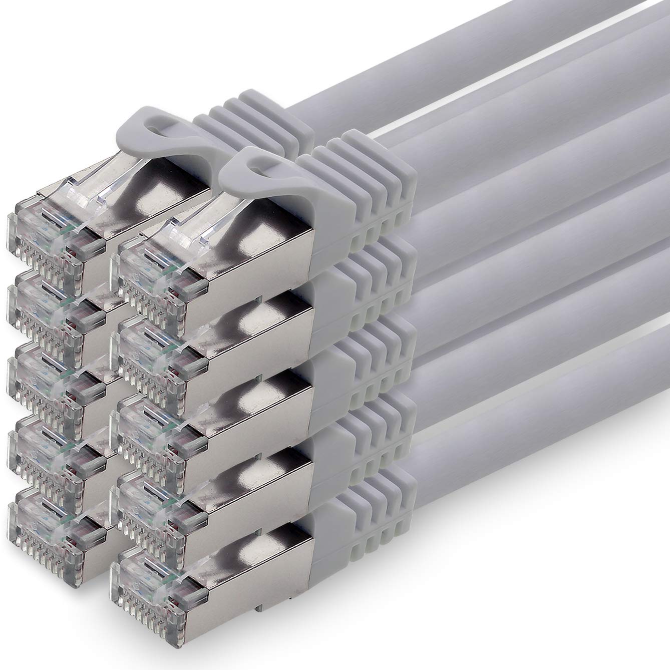 1aTTack.de 0.25 m - gray - pack of 10 CAT.7 network cable patch cable SFTP PIMF LSZH Gigabit Lan cable 10Gb s cat7 raw cable with RJ45 connector Cat6a compatible with CAT5 CAT6 cat7 cat8
