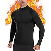 EoBeKee Men's Thermal Compression Shirts, Long Sleeve Fleece Lined Turtleneck Undershirt, Cold Weather Ski Base Layer Tops