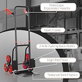 DURHAND Stair Climbing Hand Truck 120 kg Steel Foldable Trolley Red view 6