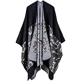Bakerdani Women's Winter Wrap Blanket Poncho Cape Shawl Cardigans Sweater Coat