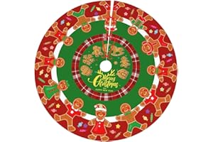 DORKEIXIA Christmas Cute Gingerbread Man Candy Happy New Year 36 Inch Christmas Tree Skirt Round Winter Snow Suitable for Christmas Xmas Halloween Holiday Party Decor Decoration Occasion