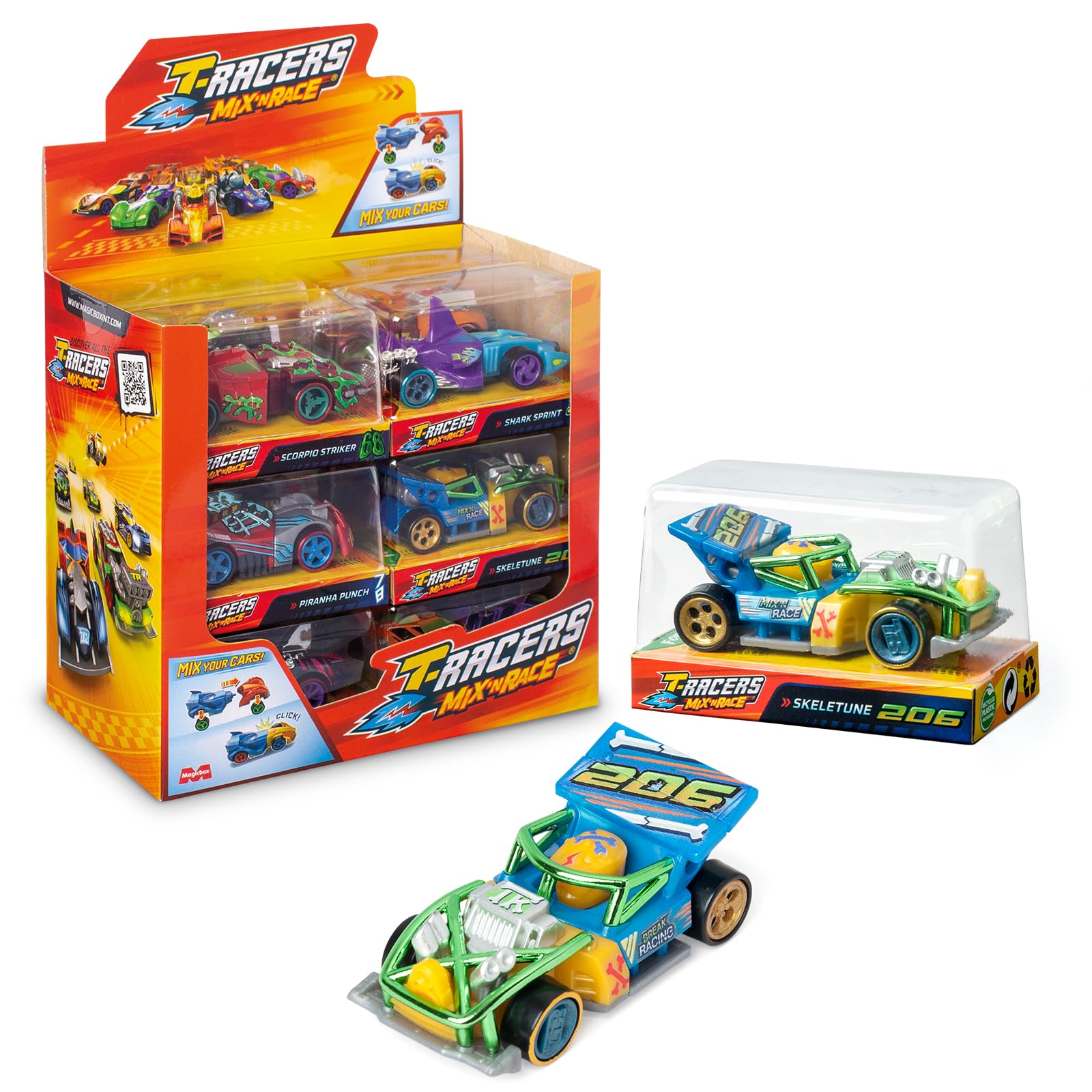 T-RACERS Mix ´N Race – Collection of 12 collectible cars. Each car can be split in two with interchangeable parts and wheels. Collection 4/4