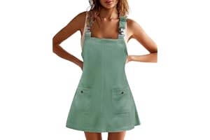 COCCKO Women's Corduroy Overall Dress Adjustable Strap Jumper Mini Dresses with Pockets Summer Fashion Overalls 2025
