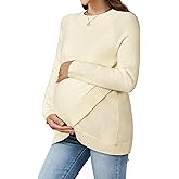 OUGES Women's Wool Blend Maternity Sweater Crossover Ribbed Hem Casual Pullover Tops
