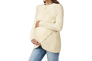OUGES Women's Wool Blend Maternity Sweater Crossover Ribbed Hem Casual Pullover Tops