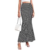 PRETTYGARDEN Women's Maxi Skirt 2026 Summer Flowy Polka Dot Floral High Waisted Mermaid Office Work Spring Long Slip Skirts