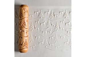MKM Pottery Tools Wood Big Hand Rollers for Clay (BHR-112 Reindeer Christmas)
