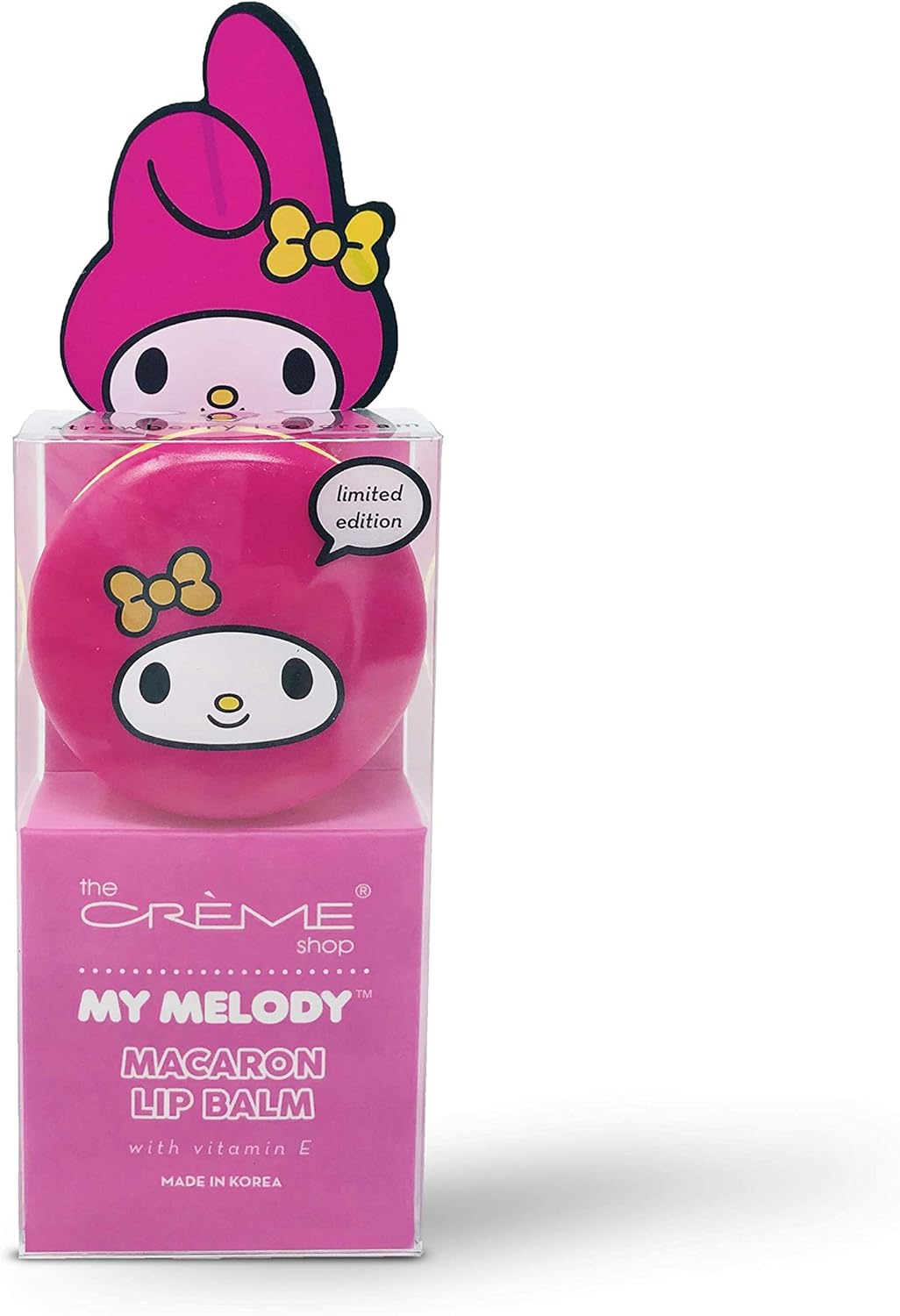 The Cr&egrave;me Shop x Sanrio Hello Kitty Macaron Lip Balm (My Melody Strawberry Ice Cream) Korean Cute Scented Pocket Portable Soothing Advanced Must-Have on-The-go