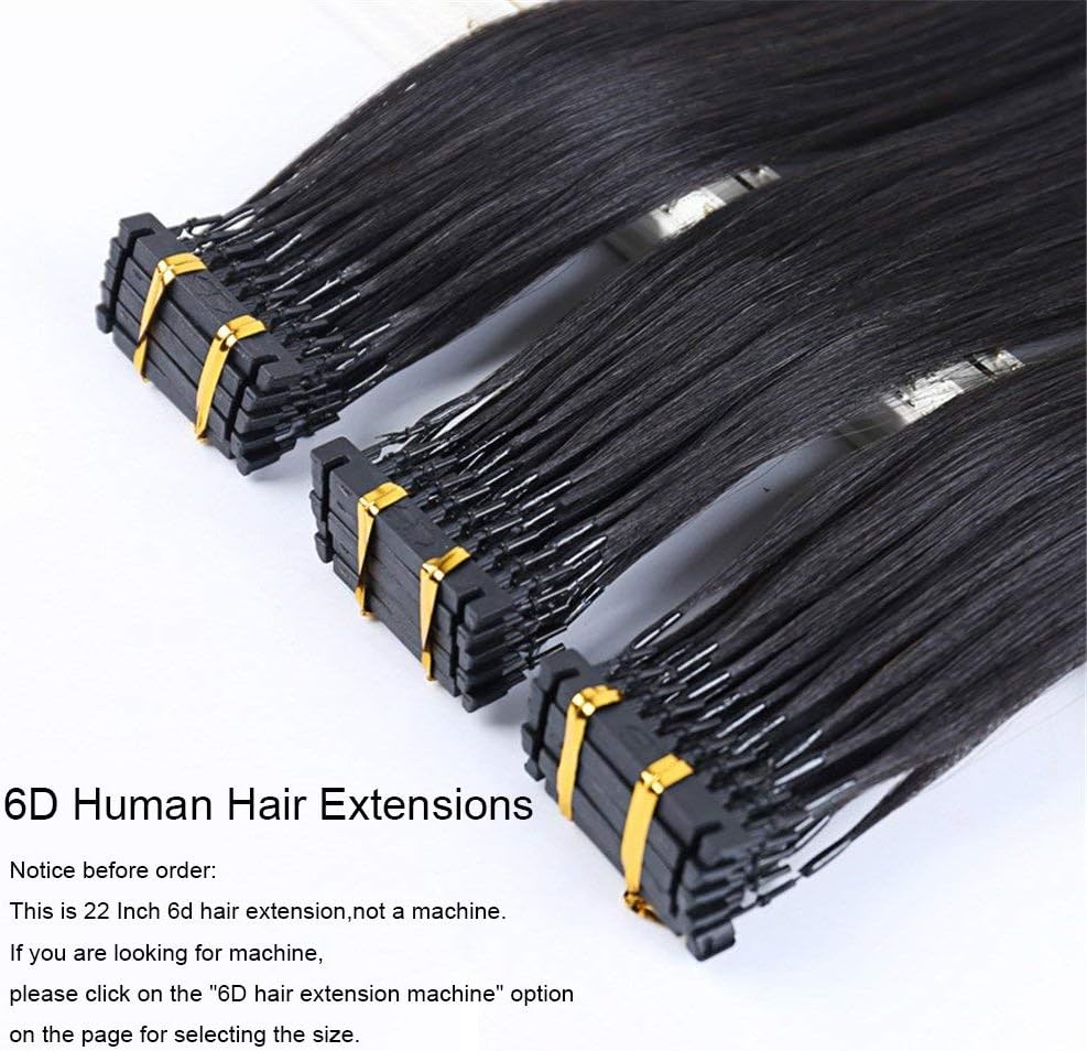 XIANGRUI HAIR 6D Hair Extensions for Fast Hair Extension High End Connection Technology Human Hair Extensions (22 Inch)