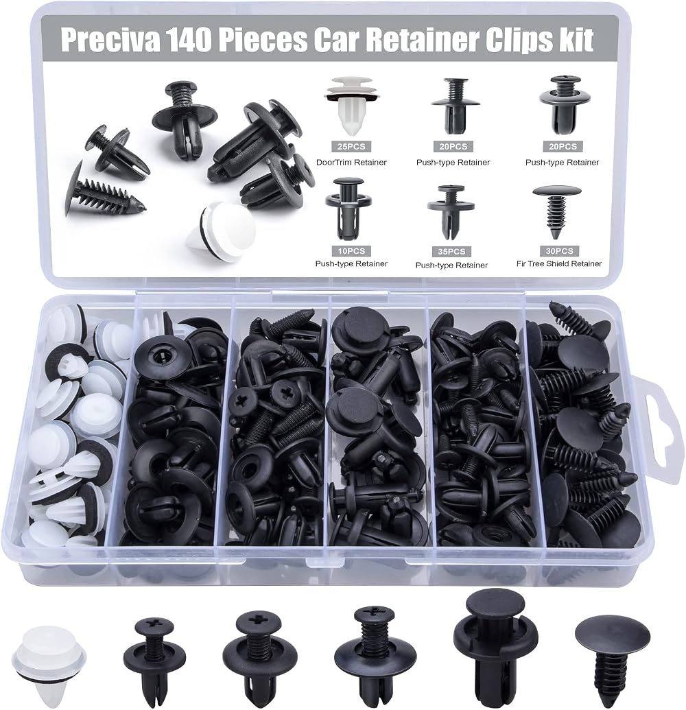 Preciva Car Retainer Clips 140pcs Universal Nylon Fasteners 6 Sizes