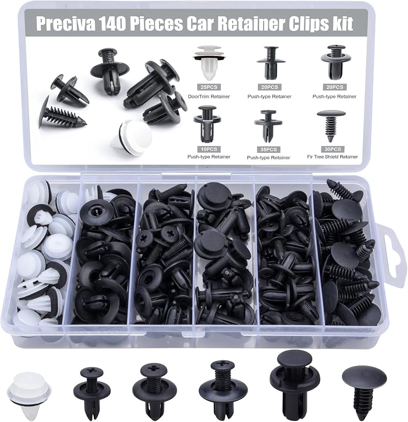 Preciva Car Retainer Clips 140pcs Universal Nylon Fasteners 6 Sizes