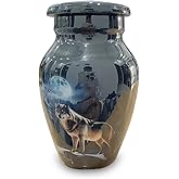 Classical.Gift.Export Decorative Small Aluminum Urn – Dark Blue Multicolor 3 Inch Mini Keepsake Cremation Urn, 90 gm Memorial Urn for Human or Pet Ashes