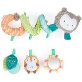 Ingenuity Nally &amp; Friends Spiral Activity Toy Bar - Multi-Texture Removable Toys, BPA-Free Silicone Teether