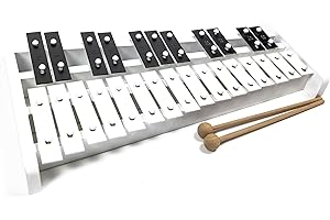 CARA & CO Professional Wooden Soprano Full Size Glockenspiel Xylophone with 27 Metal Keys for Adults & Kids - Includes 2 Wooden Beaters