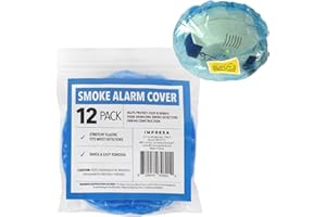 IMPRESA [12 Pack] Temporary Smoke Detector Cover to Protect Vital Alarms - Fire Alarm Cover Set That Fits Most Models - Smoke
