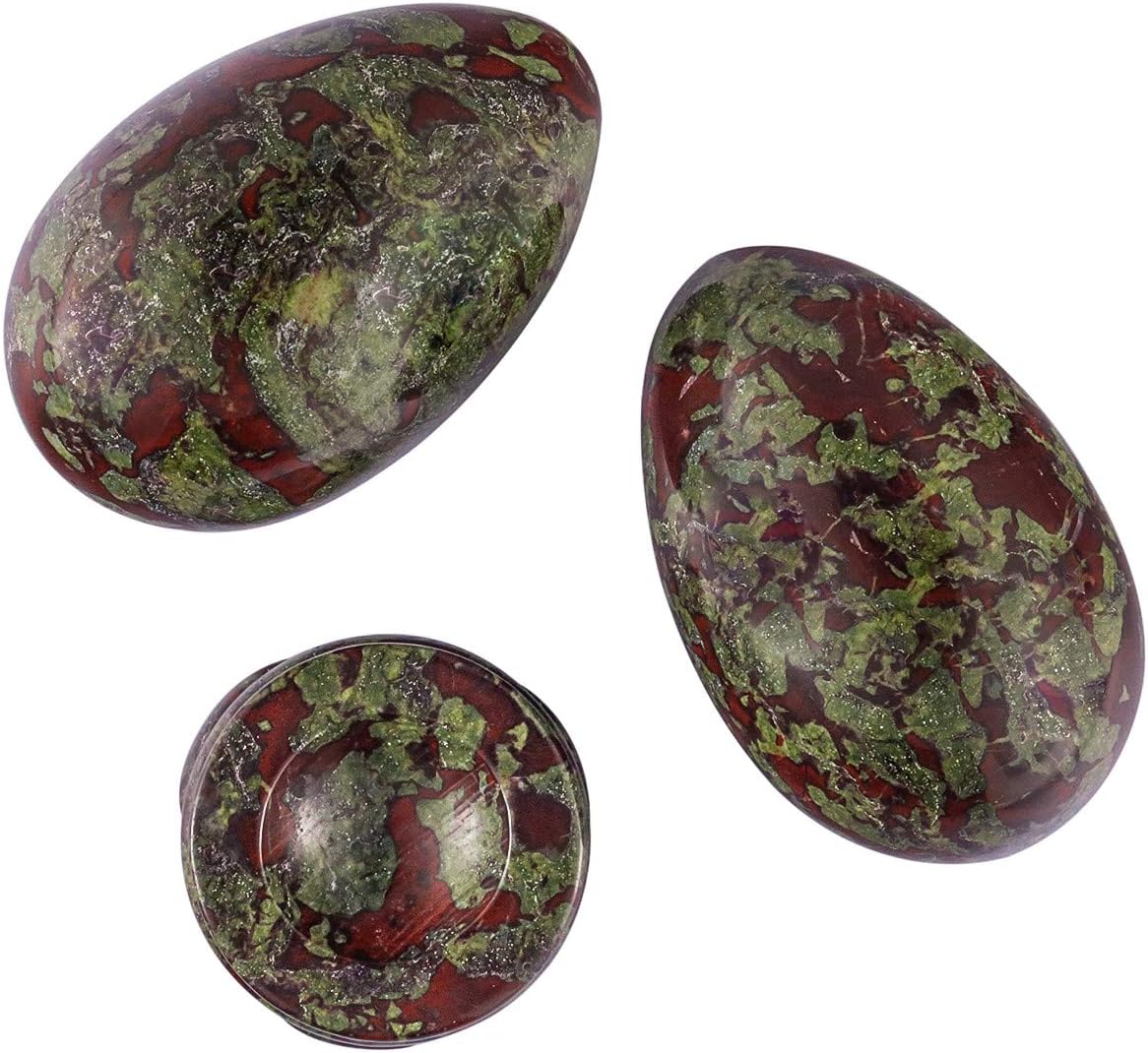 SUNYIK Dragon Bloodstone Gemstone Egg Sphere Sculpture Healing Figurine with Stone Stand Easter Day's Gift(1"x1.6"): Home & Kitchen