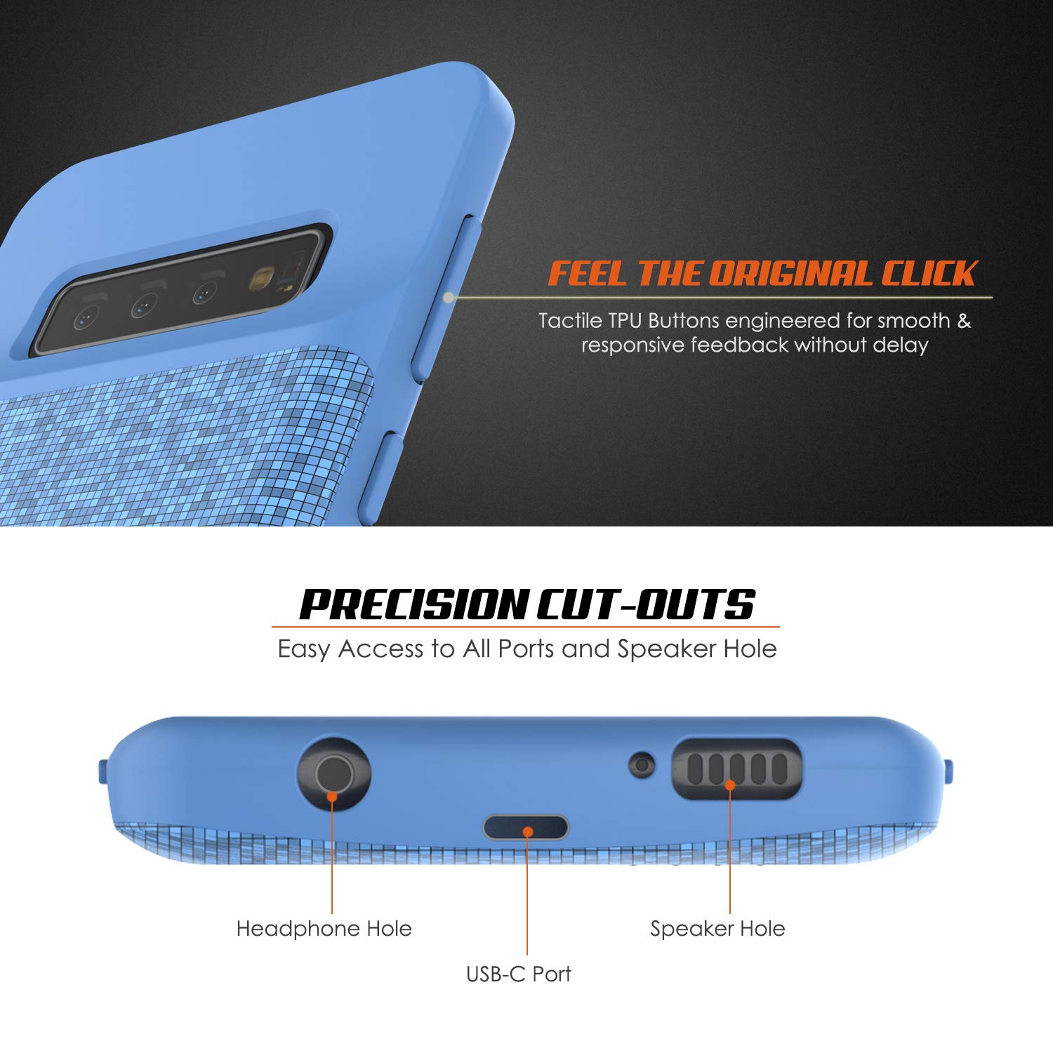 PunkJuice S10 Plus Battery Case, 5000mAh Fast Charging Extended Power Bank W/Screen Protector | IntelSwitch | Slim, Secure and Reliable Compatible W/Samsung Galaxy S10 Plus [Blue]