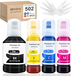 Amazon.com: Seogol Compatible Epson 502 T502 Refill Ink Bottles Replacement for Ecotank ET-2750 