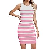 Missufe Women's Summer Sleeveless Knit Slim Fit Sheath Dress Bodycon Casual Mini Pencil Tank Dresses