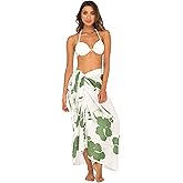 Back From Bali Womens Sarong Wrap Floral Hibiscus Beach Pareo Swimsuit Coverup Skirt with Coconut Clip