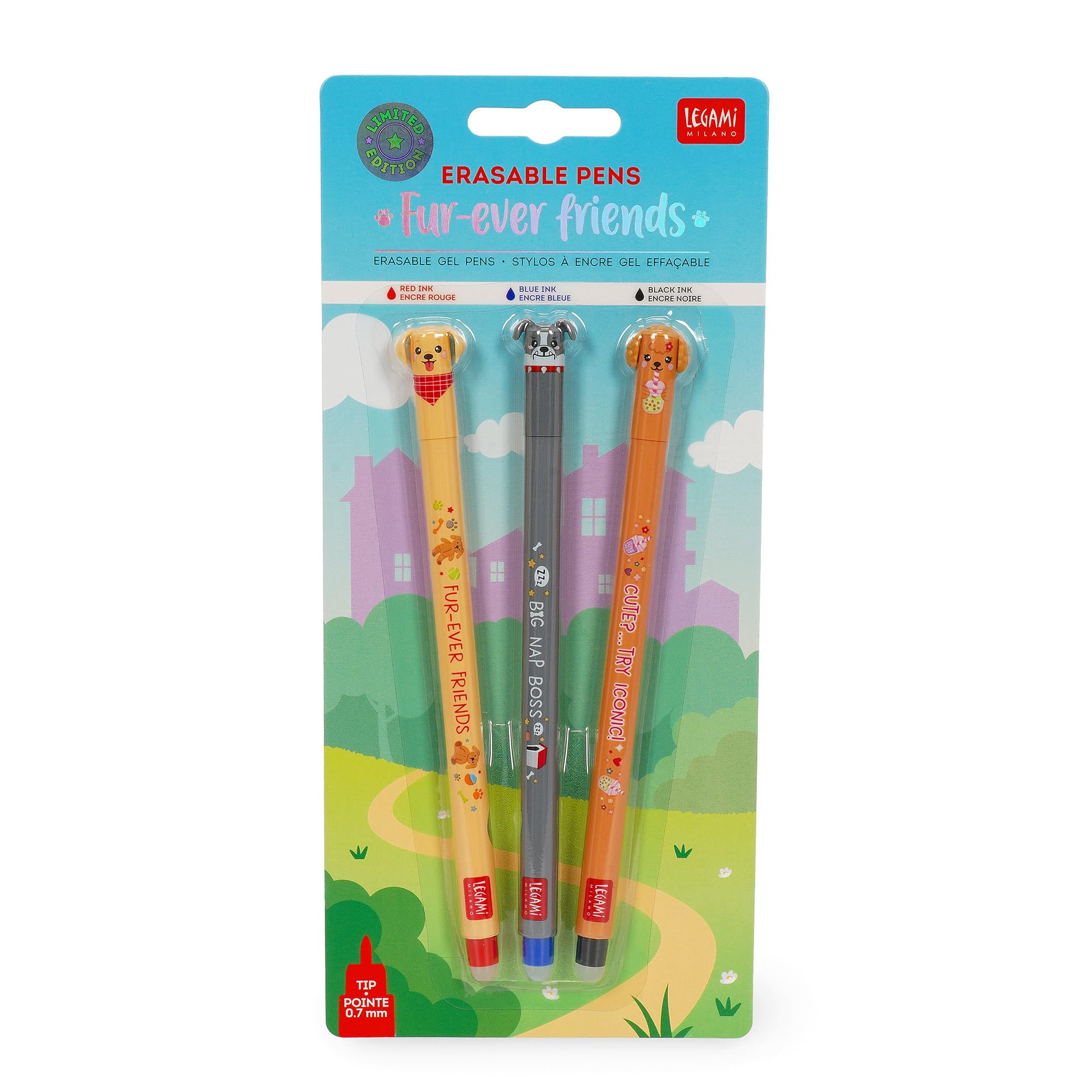 Legami - Set mit 3 radierbaren Stiften - Erasable Pen - Fur-ever Friends 6