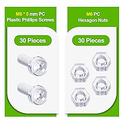 Pzsmocn 60 Pieces/30 Sets M6*8 mm PC Transparent