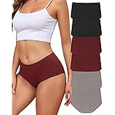 LEVAO Women's High Waisted Seamless Underwear No Show Full Coverage Briefs Stretchy Invisible Panties Cheeky Pack of 6