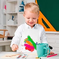 BOUBONI 24 Pieces White Kids Painting Aprons Kids