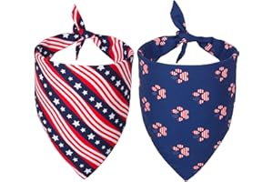 PTDECOR American US Flag Dog Bandana 4th of July Dog Bandanas Reversible Triangle Bibs Scarf for Medium and Large Dogs (Style 1, Large)