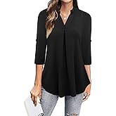 Ninedaily Womens Tops Dressy Casual 3/4 Sleeve V Neck Chiffon Shirt Work Blouses